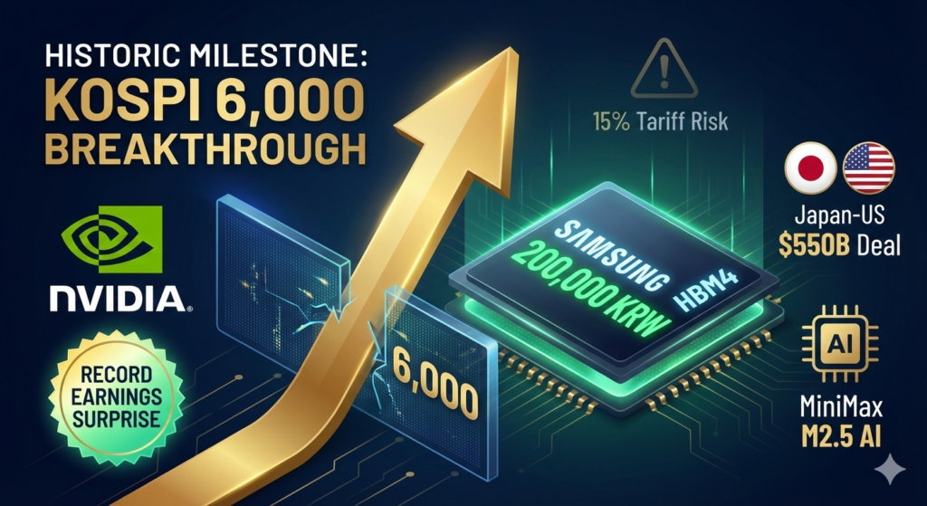 삼성전자주가, 20만전자, 코스피6000, 엔비디아실적, 어닝서프라이즈, HBM4슈퍼사이클, 트럼프관세리스크, MiniMaxM25, 2026경제전망, 주식시황,