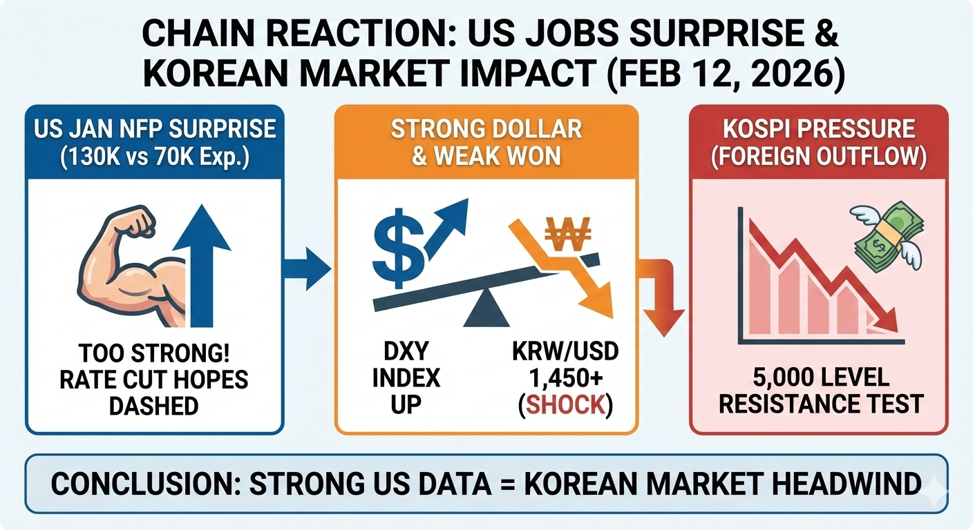 [경제 브리핑] 2026.02.12: 예상 깬 美 고용 ‘서프라이즈’, 코스피 5,000 지켜낼까?