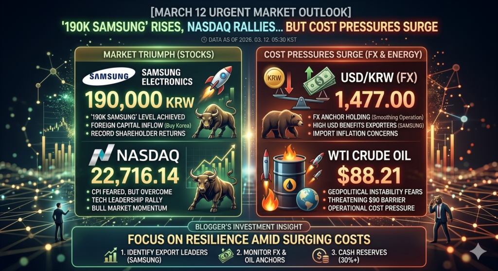 #3월12일경제뉴스 #나스닥22716 #19만전자 #삼성전자폭등 #환율1477원 #유가88달러 #경제블로거 #인베스트먼트레포트