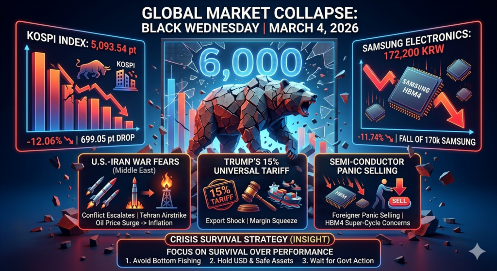 코스피폭락, 블랙웬즈데이, 5000선붕괴위기, 삼성전자주가, 17만전자, 트럼프관세, 미이란전쟁, 중동리스크, 주식시황, 2026경제위기, 리스크관리