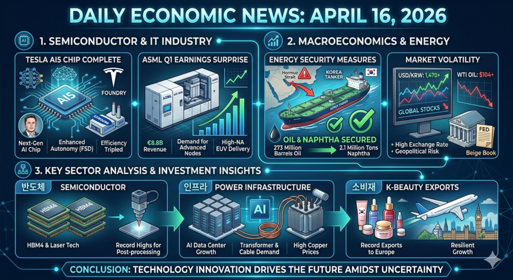 2026 경제 뉴스, 테슬라 AI5, 삼성 파운드리, 중동 에너지 위기, HBM4 전망, ASML 실적.